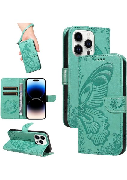 Kredi Kartı Yuvası ile IPhone 14 Pro Için Flip Case Ayrılabilir El Kayışı (Yurt Dışından)