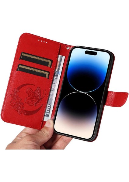Kredi Kartı Yuvası ile IPhone 14 Pro Için Flip Case Ayrılabilir El Kayışı (Yurt Dışından)