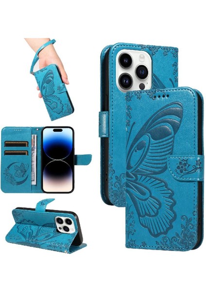 Kredi Kartı Yuvası ile IPhone 14 Pro Için Flip Case Ayrılabilir El Kayışı (Yurt Dışından)