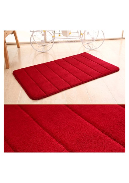 Kırmızı Stil 40X60CM 40*60 cm Su Emme Halı Banyo Paspas Kapalı Absorbbs Paspas Shaggy Hafızalı Köpük Mercan Polar Kaymaz Kapı Paspasları (Yurt Dışından)