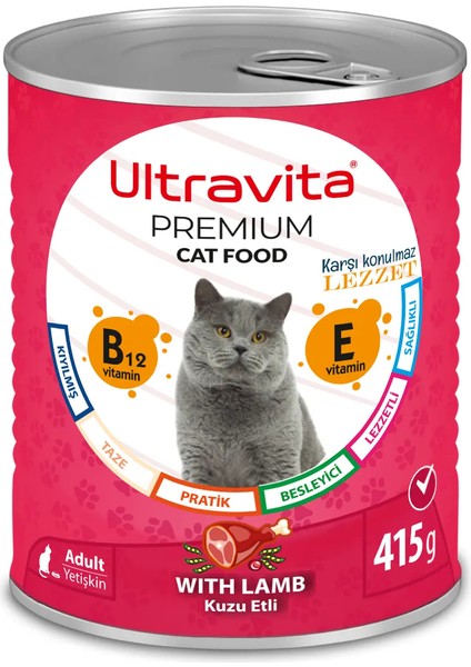 Premium Yüksek Proteinli Kuzu * Balık Karışık Konserve Yaş Kedi Maması 415 gr x 24 Adet modelleri