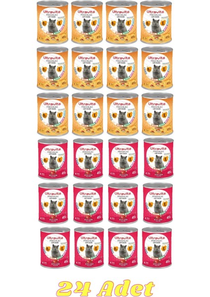 Premium Yüksek Proteinli Gurme * Kuzu Karışık Konserve Yaş Kedi Maması 415 gr x 24 Adet