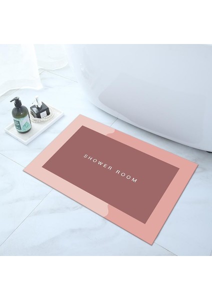 Dikdörtgen-Pembe Tarzı 60X40CM Süper Emici Banyo Paspas Çabuk Kuruyan Banyo Halısı Kaymaz Giriş Paspas Banyo Cilt Paspaslar Tuvalet Halı Ev Halı (Yurt Dışından)