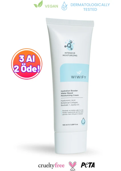 WIWIFY Su Bazlı Yoğun Nemlendirici Krem 100 ml Hydration Booster Daily Moisturizing Cream 24 Saat Etkili