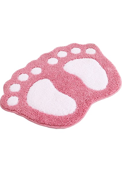 Pembe Tarzı 40X60CM Banyo Paspas Yumuşak Emici Akın Kaymaz Tüylü Banyo Moda Sevimli Ayak Izleri Şekli Küvet Yan Ayak Pedi Ev Dekor Mat (Yurt Dışından)