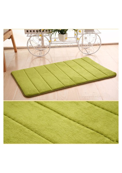 Yeşil Stil 40X60CM 40*60 cm Su Emme Halı Banyo Paspas Kapalı Absorbbs Paspas Shaggy Hafızalı Köpük Mercan Polar Kaymaz Kapı Paspasları (Yurt Dışından)
