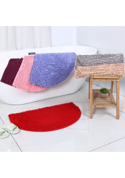 No.2 Tarzı 40X60CM Yarı Daire Kaymaz Banyo Paspas Yumuşak Rahat Şönil Süper Emici Saf Renk Banyo Halısı Peluş Halı Mutfak Yatak Odası Paspas (Yurt Dışından) fırsatları