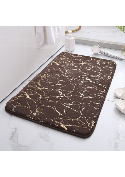 Kahverengi Tarzı 50X80CM Yeni Banyo Paspas Flanel Bronzlaştırıcı Baskı Emici Kaymaz Mat Oturma Odası Halısı Tuvalet Yatak Odası Ayak Mat Banyo Aksesuarı (Yurt Dışından)