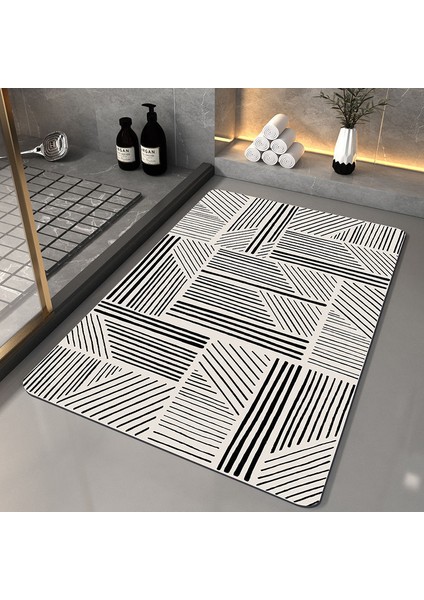 Yaci Shop N8 Tarzı 60X90CM Süper Emici Banyo Paspas Kaymaz Banyo Halısı Diatom Çamur Çabuk Kuruyan Geometri Banyo Paspas Giriş Kapısı Iskandinav Paspaslar (Yurt Dışından)