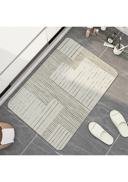 Yaci Shop N8 Tarzı 60X90CM Süper Emici Banyo Paspas Kaymaz Banyo Halısı Diatom Çamur Çabuk Kuruyan Geometri Banyo Paspas Giriş Kapısı Iskandinav Paspaslar (Yurt Dışından)