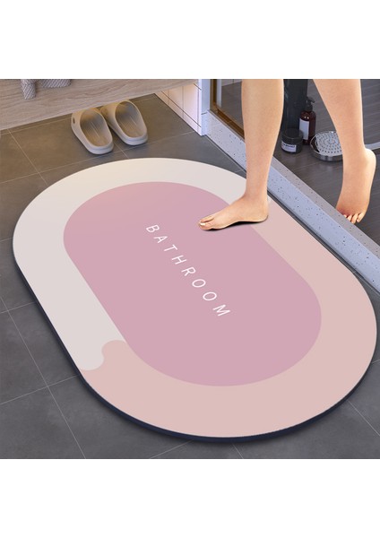 Pembe-Oval Tarzı 40X60CM Süper Emici Duş Banyo Paspas Banyo Kaymaz Halı Kilim Basit Mutfak Giriş Yumuşak Kapı Küvet Yan Banyo Paspas Ev Dekor (Yurt Dışından)