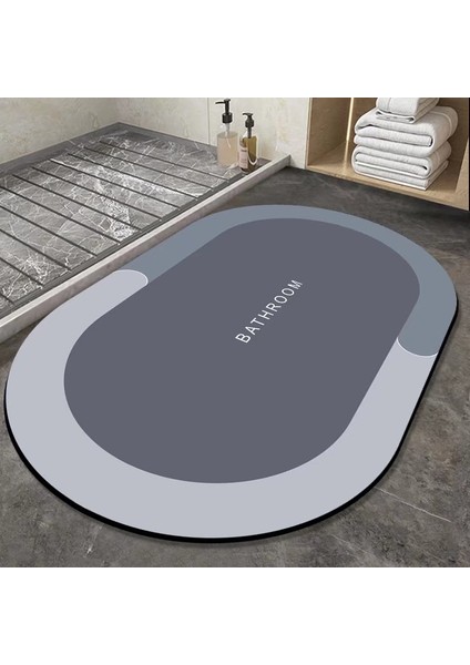 Y-Gri Tarzı 50X80CM Süper Emici Kaymaz Banyo Paspas Tuvalet Kaymaz Küvet Ayak Mat Kolay Temizlenebilir Zemin Mat Ev Dekor (Yurt Dışından)