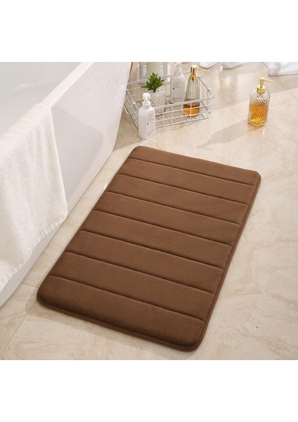 Kahve Tarzı 50X80CM Banyo Paspas Banyo Halı Su Emme Halı Shaggy Bellek Köpük Banyo Paspas Mutfak Zemin Banyo Halıları ve Mat Seti Duş Mat (Yurt Dışından)