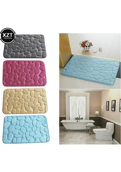 Bej Tarzı 40X60 Obblestone Kabartmalı Banyo Banyo Paspas Kaymaz Halılar Lavabo Küvet Halı Duş Odası Paspas Bellek Köpük Ped Yan (Yurt Dışından)
