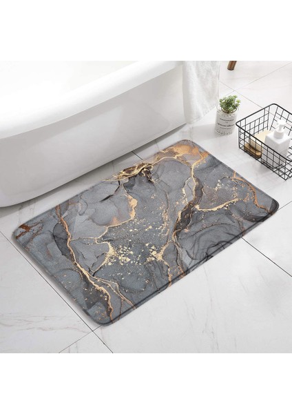 83770J-DD Stili 40X60CM Siyah Mermer Banyo Paspasları Altın Gri Çizgiler Yaratıcı Soyut Geometrik Sanat Ev Ets Banyo Kapısı Halı Kaymaz Tuvalet Kapağı Mat (Yurt Dışından)