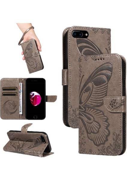 IPhone 6 Için Flip Case Artı/6s Artı Kredi Kartı Yuvası ile Kabartmalı El (Yurt Dışından)
