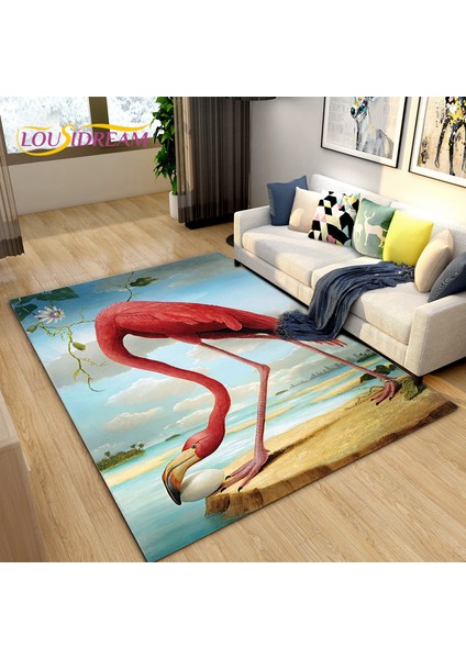 Yaci Shop No.17 Tarzı 40X60CM 3D Iskandinav Yaratıcı Flamingo Kuş Alan Kilim, Halı Kilim Oturma Odası Yatak Odası Kanepe, Mutfak Banyo Paspas Kaymaz Zemin Mat (Yurt Dışından)