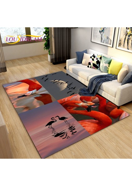 Yaci Shop No.17 Tarzı 40X60CM 3D Iskandinav Yaratıcı Flamingo Kuş Alan Kilim, Halı Kilim Oturma Odası Yatak Odası Kanepe, Mutfak Banyo Paspas Kaymaz Zemin Mat (Yurt Dışından)