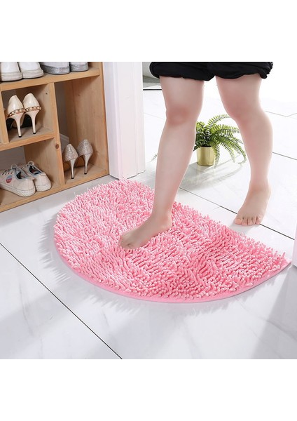 No.5 Tarzı 40X60CM Yarı Daire Kaymaz Banyo Paspas Yumuşak Rahat Şönil Süper Emici Saf Renk Banyo Halısı Peluş Halı Mutfak Yatak Odası Paspas (Yurt Dışından)