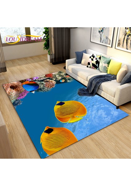 No.9 Stili 40X60CM 3D Sualtı Dünyası Deniz Kaplumbağası Yunus Alan Kilim Büyük, Oturma Odası Yatak Odası Kanepe Paspas Mutfak Için Halı Kilim, Kaymaz Zemin Mat (Yurt Dışından)