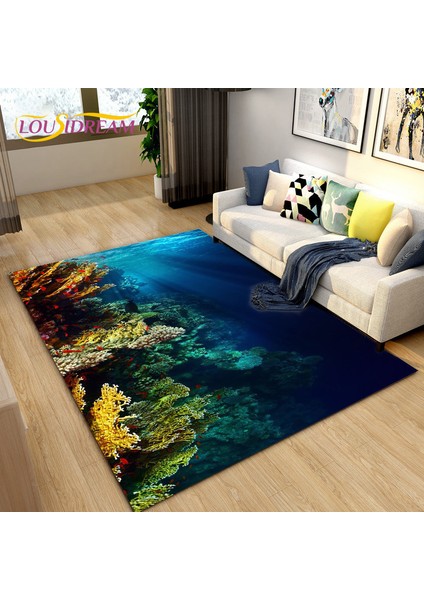 No.9 Stili 40X60CM 3D Sualtı Dünyası Deniz Kaplumbağası Yunus Alan Kilim Büyük, Oturma Odası Yatak Odası Kanepe Paspas Mutfak Için Halı Kilim, Kaymaz Zemin Mat (Yurt Dışından)