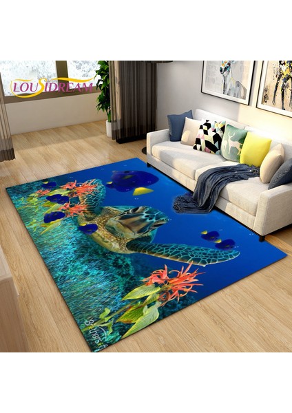 No.9 Stili 40X60CM 3D Sualtı Dünyası Deniz Kaplumbağası Yunus Alan Kilim Büyük, Oturma Odası Yatak Odası Kanepe Paspas Mutfak Için Halı Kilim, Kaymaz Zemin Mat (Yurt Dışından)