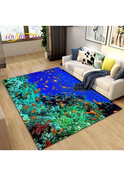 No.9 Stili 40X60CM 3D Sualtı Dünyası Deniz Kaplumbağası Yunus Alan Kilim Büyük, Oturma Odası Yatak Odası Kanepe Paspas Mutfak Için Halı Kilim, Kaymaz Zemin Mat (Yurt Dışından)