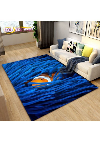 No.19 Tarzı 40X60CM 3D Sualtı Dünyası Deniz Kaplumbağası Yunus Alan Kilim Büyük, Oturma Odası Yatak Odası Kanepe Paspas Mutfak Için Halı Kilim, Kaymaz Zemin Mat (Yurt Dışından)