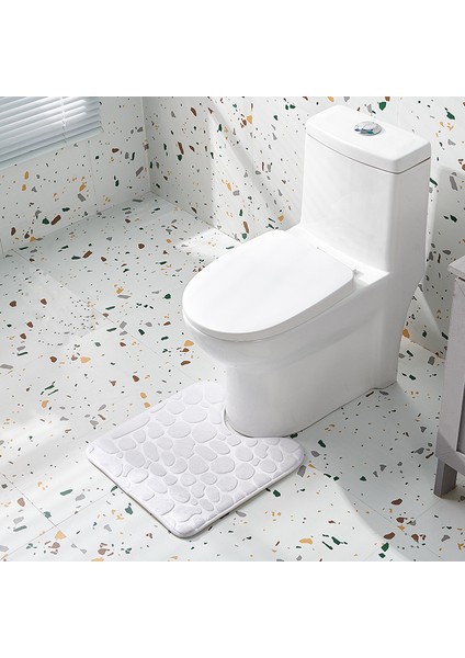 Beyaz Stil 45CMX45CM Içbükey Tuvalet Zemin Mat Banyo Halı Kapı Mat Banyo Kaymaz Mat Banyo Ayak Mat Emici Kaymaz Paspaslar (Yurt Dışından)