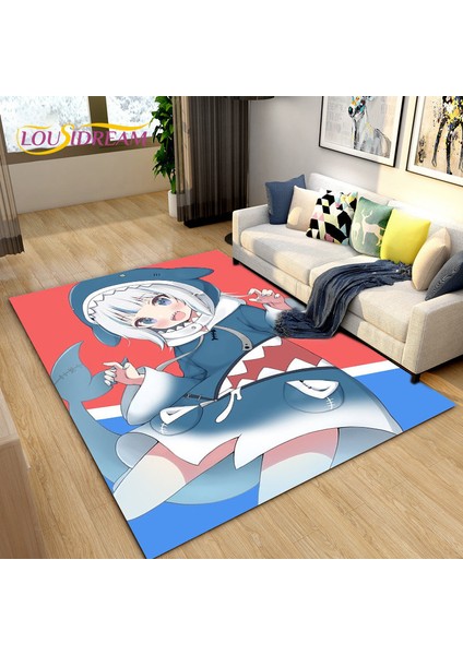 Yaci Shop No.25 Tarzı 100X120CM Gawr Gura Hololive Sevimli Anime Köpekbalığı Alan Kilim, Oturma Odası Yatak Odası Kanepe Paspas Dekorasyon Için Halı Halı, Çocuklar Kaymaz Zemin Mat (Yurt Dışından)