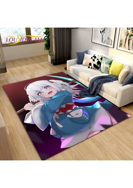 Yaci Shop No.25 Tarzı 100X120CM Gawr Gura Hololive Sevimli Anime Köpekbalığı Alan Kilim, Oturma Odası Yatak Odası Kanepe Paspas Dekorasyon Için Halı Halı, Çocuklar Kaymaz Zemin Mat (Yurt Dışından)