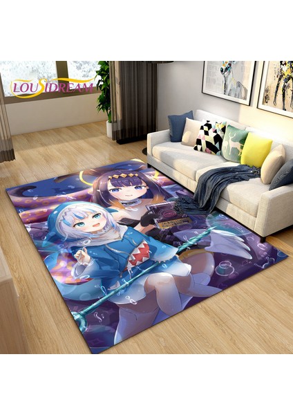 Yaci Shop No.25 Tarzı 100X120CM Gawr Gura Hololive Sevimli Anime Köpekbalığı Alan Kilim, Oturma Odası Yatak Odası Kanepe Paspas Dekorasyon Için Halı Halı, Çocuklar Kaymaz Zemin Mat (Yurt Dışından)