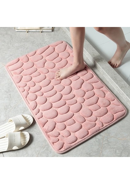 Pembe Tarzı 400MMX600MM Banyo Paspas Kaymaz Halılar Arnavut Kaldırımı Kabartmalı Banyo Banyo Lavabo Küvet Yan Zemin Halı Duş Odası Paspas Bellek (Yurt Dışından)
