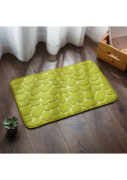A-Yeşil Tarzı 400MMX600MM Emici Banyo Banyo Paspas Bellek Köpük Arnavut Kaldırımı Ayak Mat Zemin Halı Su Emici Kaymaz Halı Duş Odası Halı Ayak Mat (Yurt Dışından)
