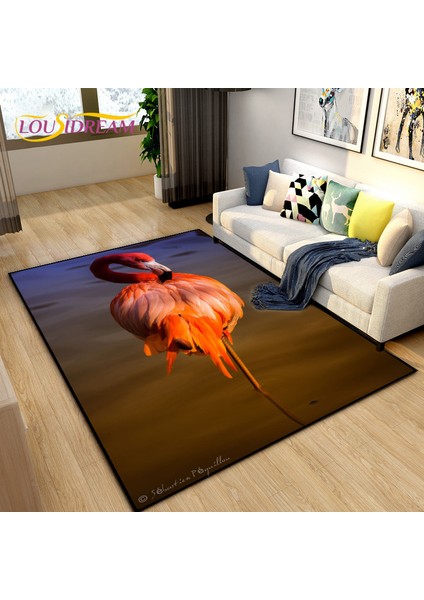 Yaci Shop No.7 Tarzı 80X120CM 3D Iskandinav Yaratıcı Flamingo Kuş Alan Kilim, Halı Kilim Oturma Odası Yatak Odası Kanepe, Mutfak Banyo Paspas Kaymaz Zemin Mat (Yurt Dışından)