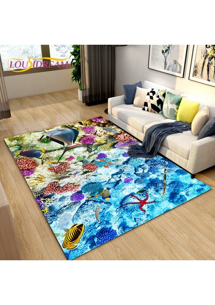 No.23 Stili 40X60CM 3D Sualtı Dünyası Deniz Kaplumbağası Yunus Alan Kilim Büyük, Oturma Odası Yatak Odası Kanepe Paspas Mutfak Için Halı Kilim, Kaymaz Zemin Mat (Yurt Dışından)