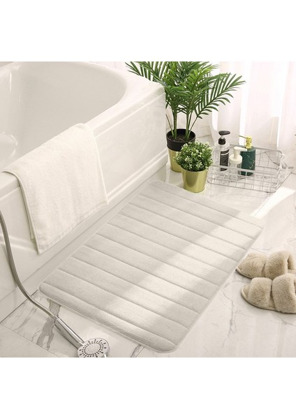 Bej Tarzı 40X60CM Ev Banyo Paspas Mercan Polar Banyo Zemin Halısı Emici Kaymaz Bellek Köpük Emici Yıkanabilir Banyo Halısı Tuvalet Zemin Mat (Yurt Dışından)