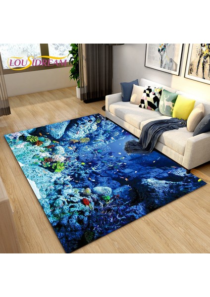 No.16 Stili 40X60CM Sualtı Dünyası 3D Deniz Dibi Illusion Dolark Alan Kilim, Oturma Odası Yatak Odası Kanepe Paspas Için Halı Halı, Kaymaz Zemin Mat (Yurt Dışından)