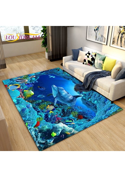 No.14 Tarzı 40X60CM Sualtı Dünyası 3D Deniz Dibi Illusion Dolark Alan Kilim, Oturma Odası Yatak Odası Kanepe Paspas Için Halı Halı, Kaymaz Zemin Mat (Yurt Dışından)
