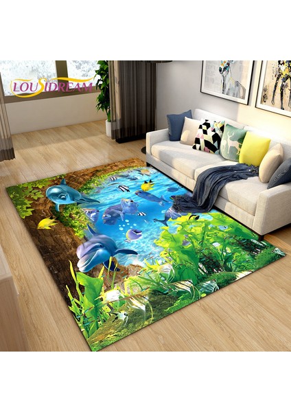 No.21 Stili 40X60CM Sualtı Dünyası 3D Deniz Dibi Illusion Dolark Alan Kilim, Oturma Odası Yatak Odası Kanepe Paspas Için Halı Halı, Kaymaz Zemin Mat (Yurt Dışından)