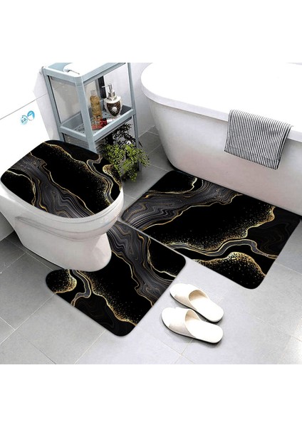 6866AE-DD Stili 40X60CM Siyah Mermer Banyo Paspasları Altın Gri Çizgiler Yaratıcı Soyut Geometrik Sanat Ev Ets Banyo Kapısı Halı Kaymaz Tuvalet Kapağı Mat (Yurt Dışından) fırsatları