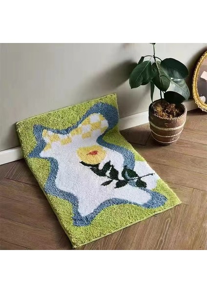 C Tarzı 40X60CM Emici Mat Iskandinav Dama Tahtası Banyo Zemin Pedi Oturma Odası Ayak Halı Ev Kaymaz Süslemeleri Makinesi Yıkanabilir Elyaf Saç (Yurt Dışından)