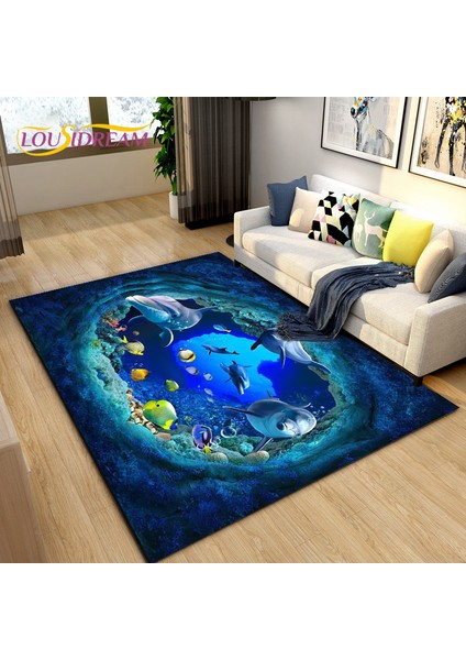 No.2 Tarzı 40X60CM Sualtı Dünyası 3D Deniz Dibi Illusion Dolark Alan Kilim, Oturma Odası Yatak Odası Kanepe Paspas Için Halı Halı, Kaymaz Zemin Mat (Yurt Dışından)