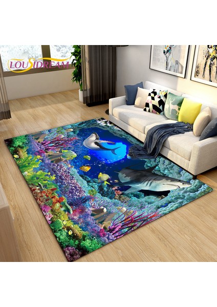 No.2 Tarzı 40X60CM Sualtı Dünyası 3D Deniz Dibi Illusion Dolark Alan Kilim, Oturma Odası Yatak Odası Kanepe Paspas Için Halı Halı, Kaymaz Zemin Mat (Yurt Dışından)