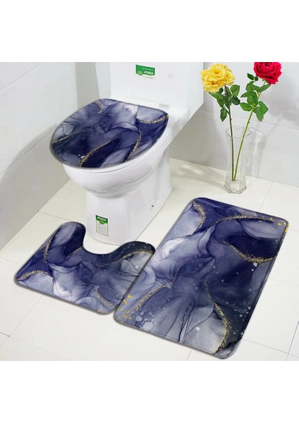 DD-110T Stili 40X60CM-15,7X23,6 Inç Soyut Mermer Banyo Paspas Seti Yaratıcı Geometrik Altın Çizgiler Siyah Ev Halı Banyo Dekorasyon Kaymaz Kilim Tuvalet Kapağı Kapağı (Yurt Dışından) fırsatları