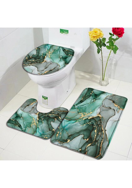 DD-110T Stili 40X60CM-15,7X23,6 Inç Soyut Mermer Banyo Paspas Seti Yaratıcı Geometrik Altın Çizgiler Siyah Ev Halı Banyo Dekorasyon Kaymaz Kilim Tuvalet Kapağı Kapağı (Yurt Dışından) indirimleri