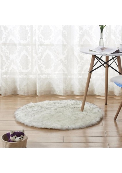 E Tarzı 30CM Sahte Kürk Yün Alan Kilim Yuvarlak Yumuşak Zemin Mat Kabarık Peluş Halılar Ev Dekor Koyun Derisi Halı Modern (Yurt Dışından)
