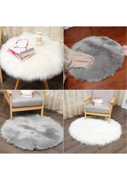 E Tarzı 30CM Sahte Kürk Yün Alan Kilim Yuvarlak Yumuşak Zemin Mat Kabarık Peluş Halılar Ev Dekor Koyun Derisi Halı Modern (Yurt Dışından) fırsatları