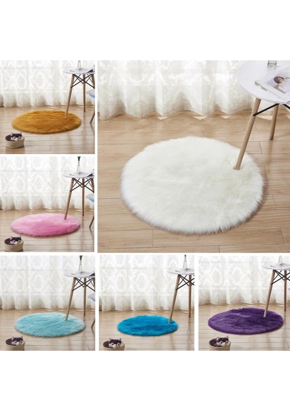 E Tarzı 30CM Sahte Kürk Yün Alan Kilim Yuvarlak Yumuşak Zemin Mat Kabarık Peluş Halılar Ev Dekor Koyun Derisi Halı Modern (Yurt Dışından) indirimleri