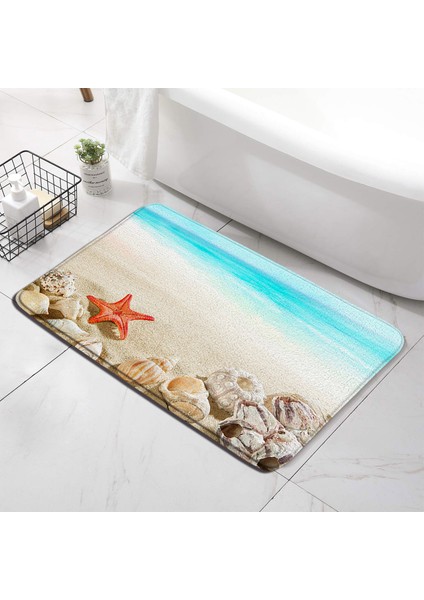 3197BL-DD Stili 45X75CM Kum Plaj Mutfak Banyo Paspas Deniz Kabuğu Denizyıldızı Halılar Ev Odası Dekor Kaymaz Yumuşak Banyo Halıları Giriş Paspas Ayak Mat (Yurt Dışından)